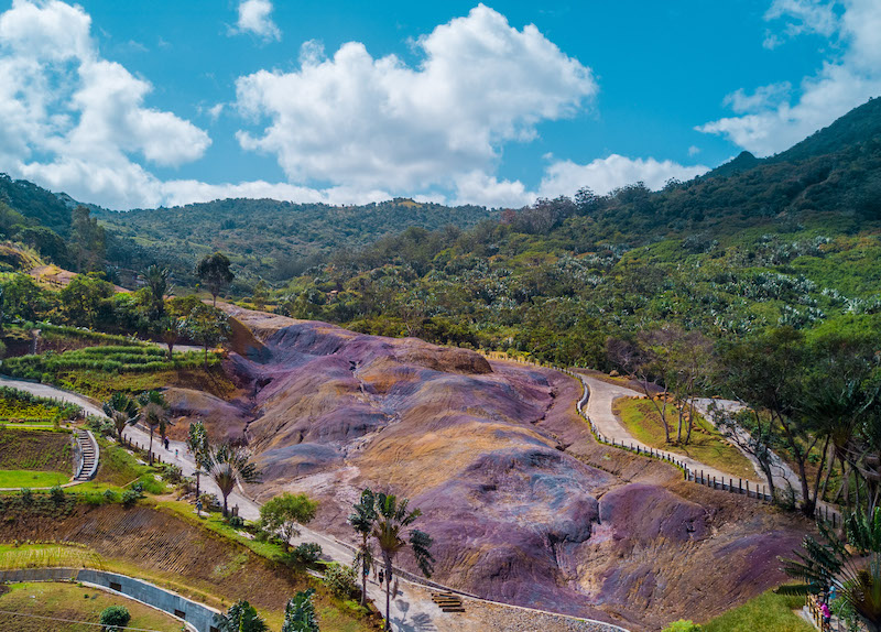 Colored earth at la Vallée des Couleurs in Mauritius